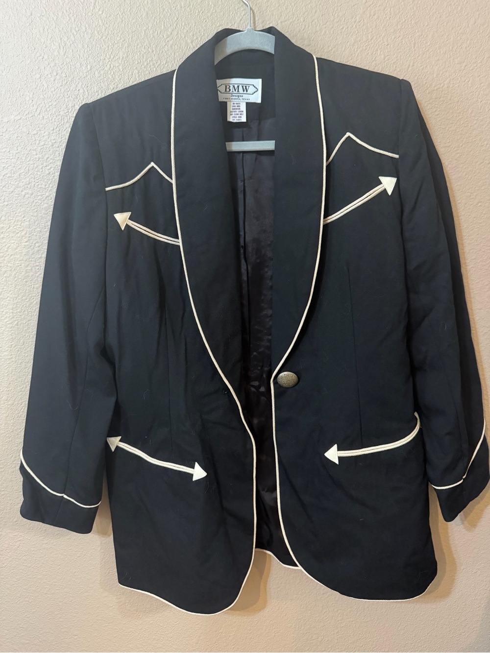 BMW Black Jacket with White Piping and Arrow Trim